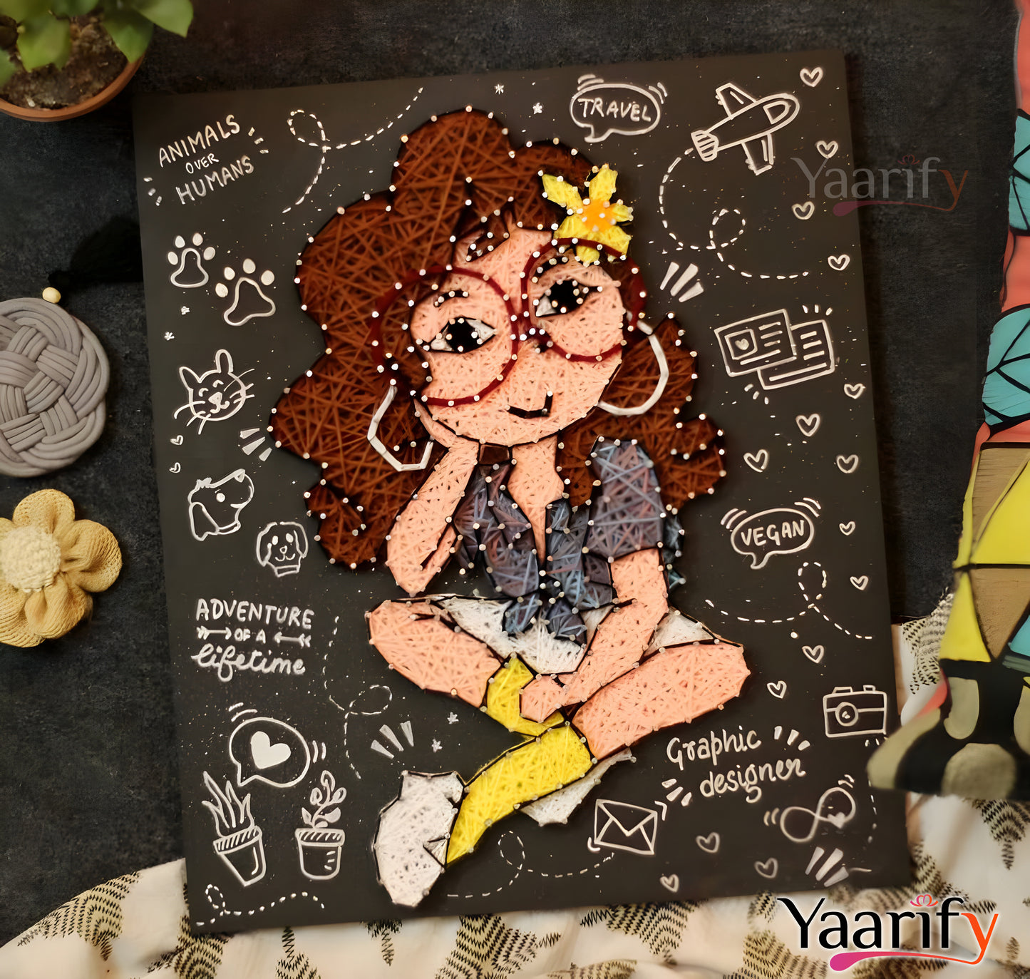 Buttercup- Girl Illustration Thread Art With Photos(Rakhi Special)