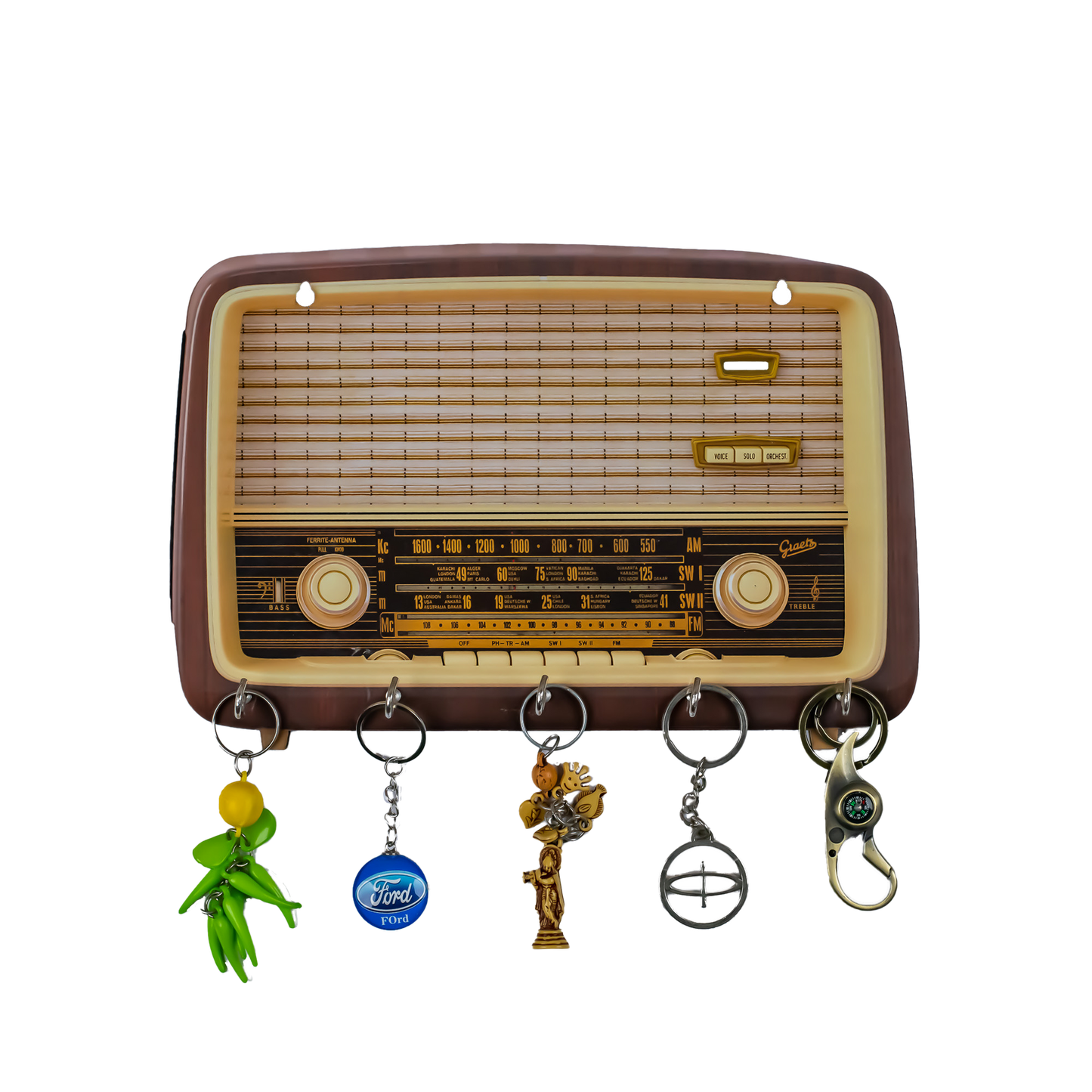 'Brown Radio' Wooden Key Holder