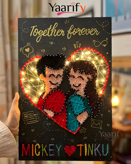 Forever Love- Couple Thread Art With Lights