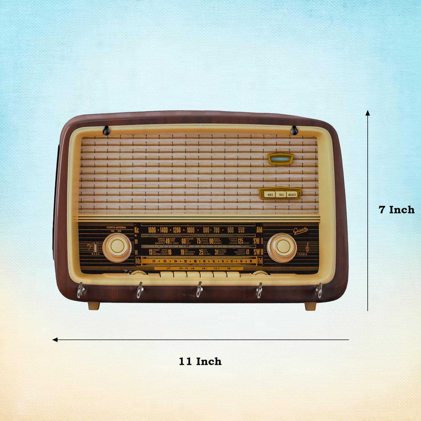 'Brown Radio' Wooden Key Holder