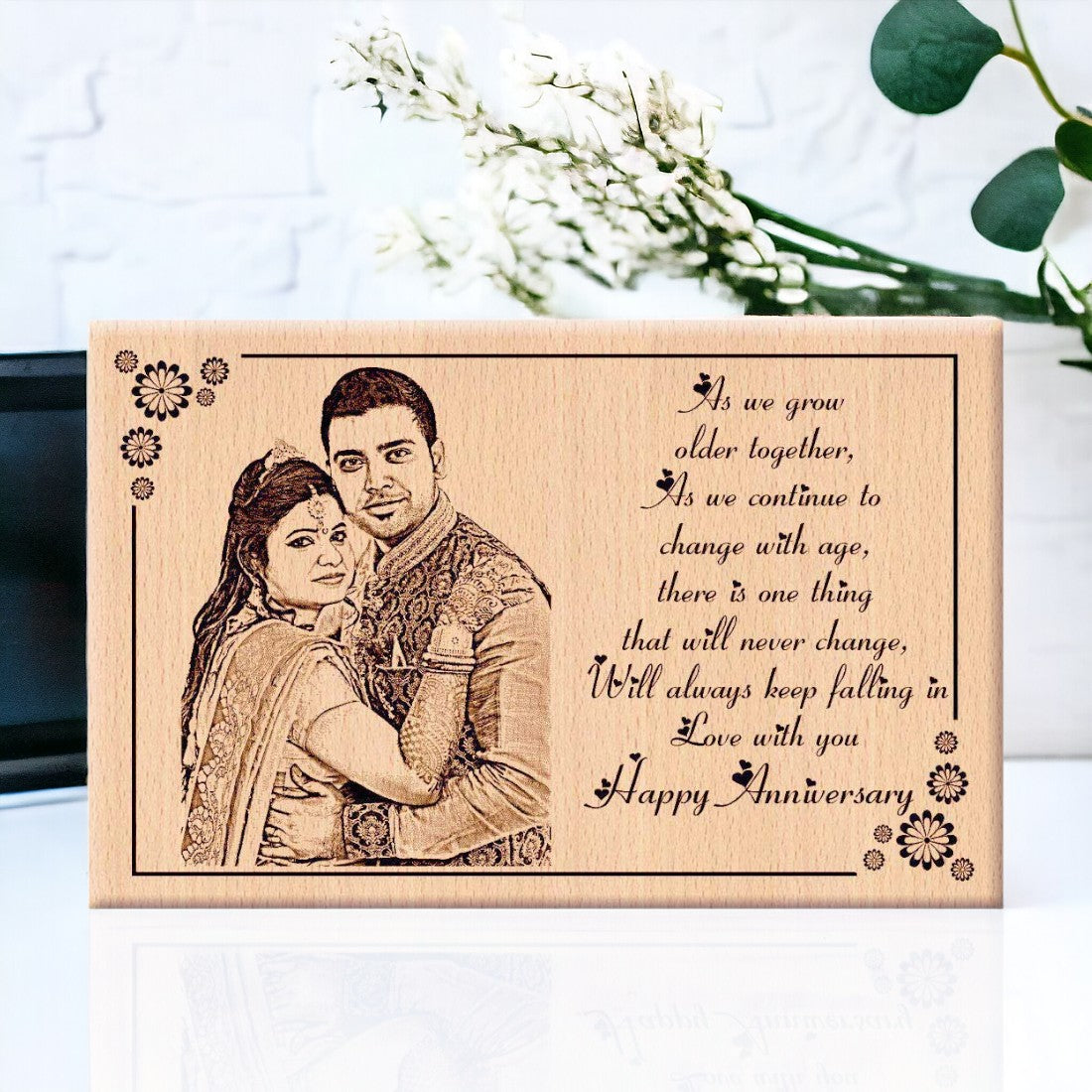 Personalized Wooden Engraved Wedding Photo Frame Gift For Anniversary