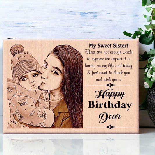 Customized Wooden Engraved Photo Frame Birthday Ideas For Sister