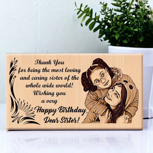 Customized Wooden Engraved Photo Frame Best Birthday Gift For Sister
