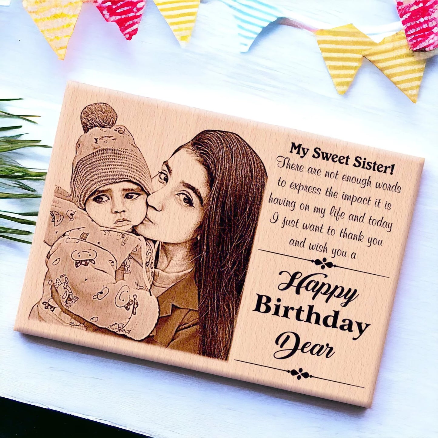Customized Wooden Engraved Photo Frame Birthday Ideas For Sister