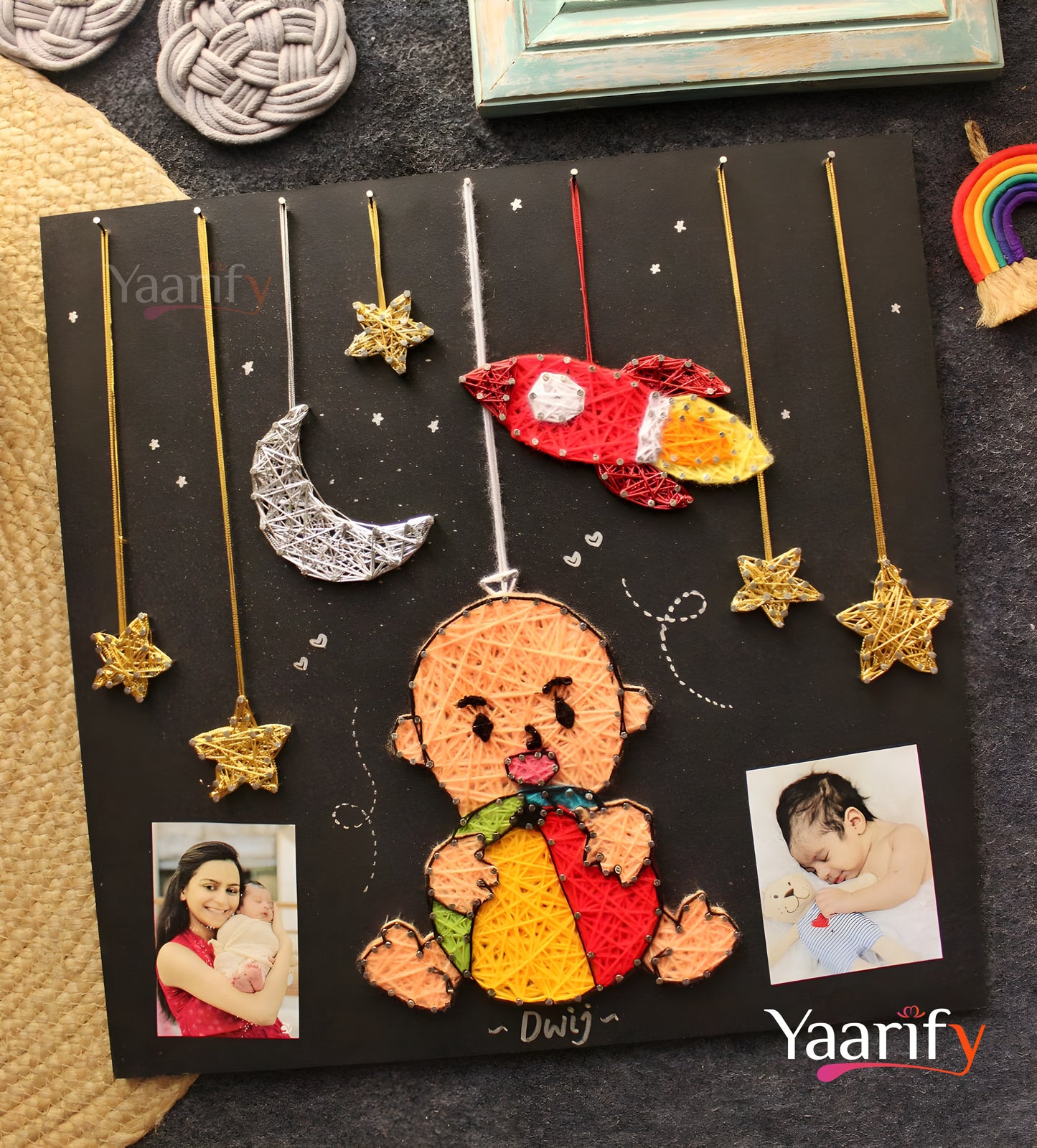 Space Baby- Kids Thread Art With Photo Clips 02