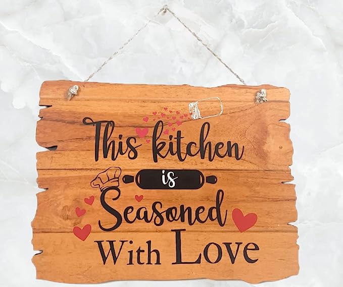 'This Kitchen is Seasoned With Love' Wooden Wall Hanging 22x29cm (250g)