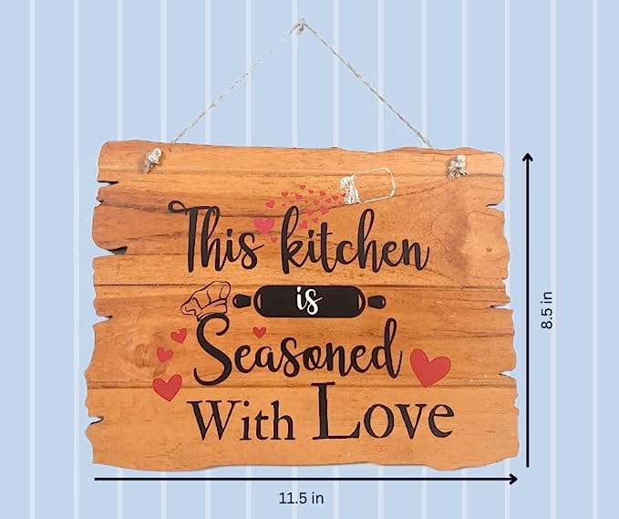 'This Kitchen is Seasoned With Love' Wooden Wall Hanging 22x29cm (250g)