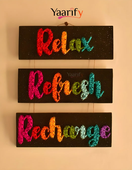 Relax Refresh Recharge Thread Art - Hanging Boards