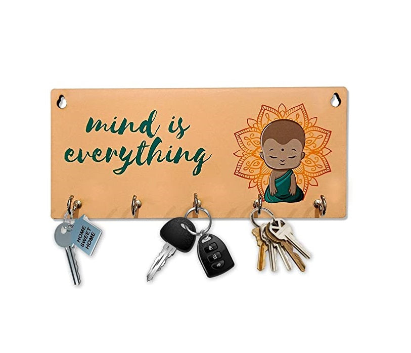 'Mind is Everything' Wooden Key Holder (22X10 cm)