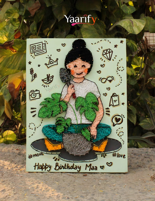 Plant Lady Illustration Thread Art(Rakhi Special)