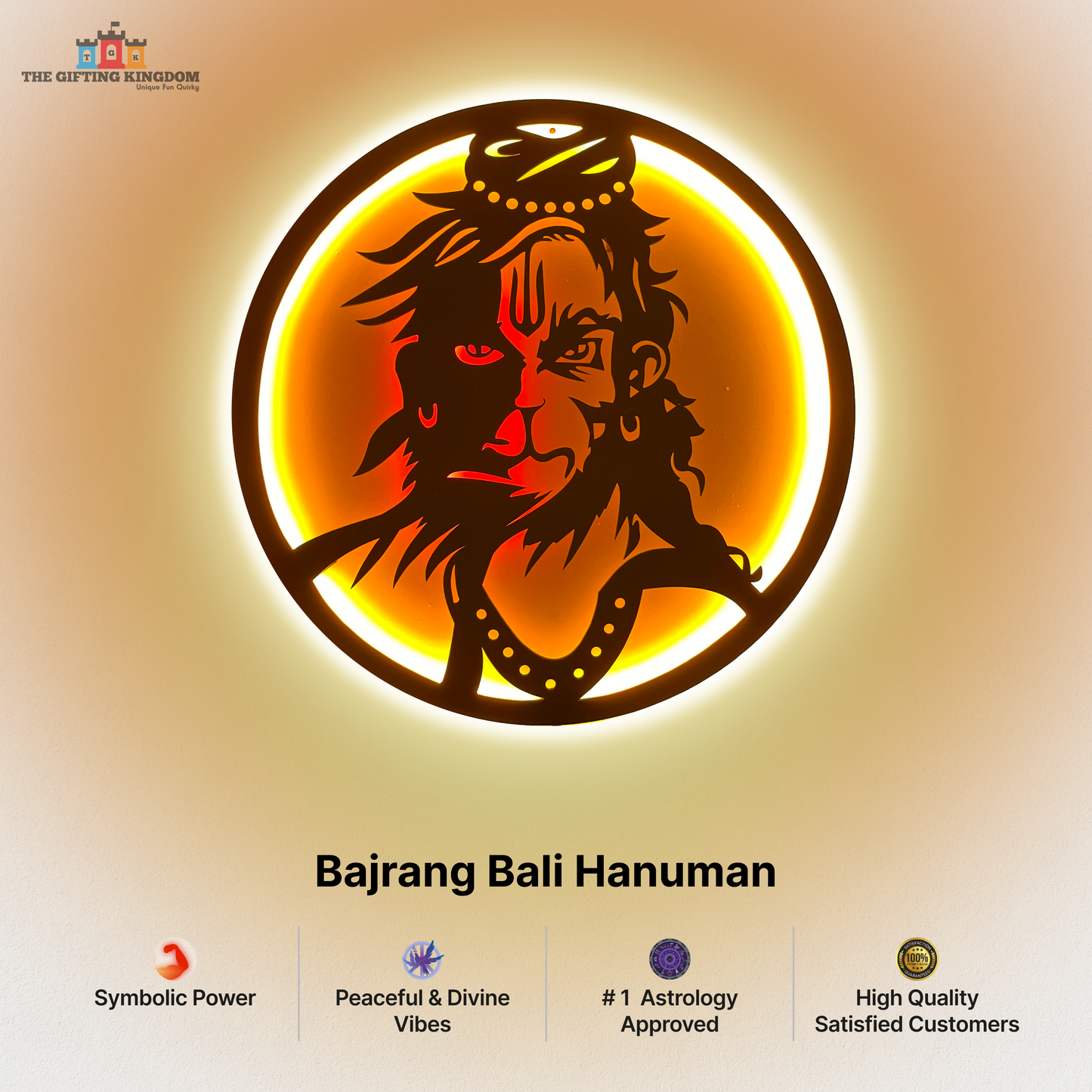 Bajrang Bali Hanuman LED Wall Decor Light | India's Divine Collection