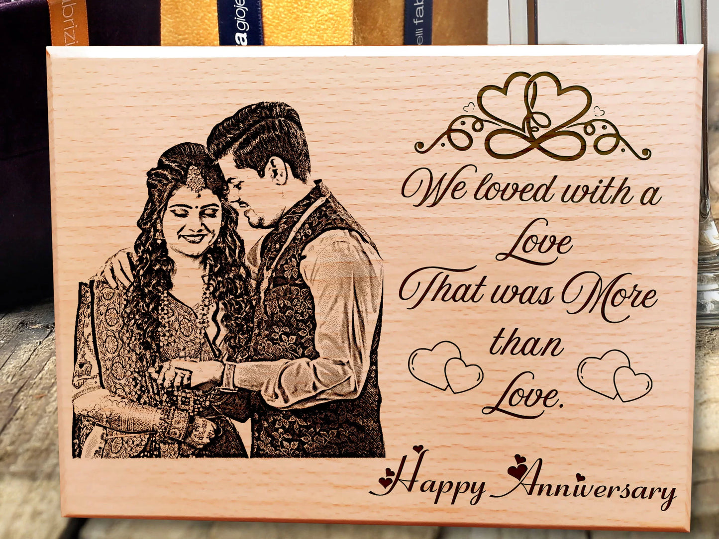 Personalized Engraved Marriage Gifts for Couples Photo Plaque (8 x 6 inches)