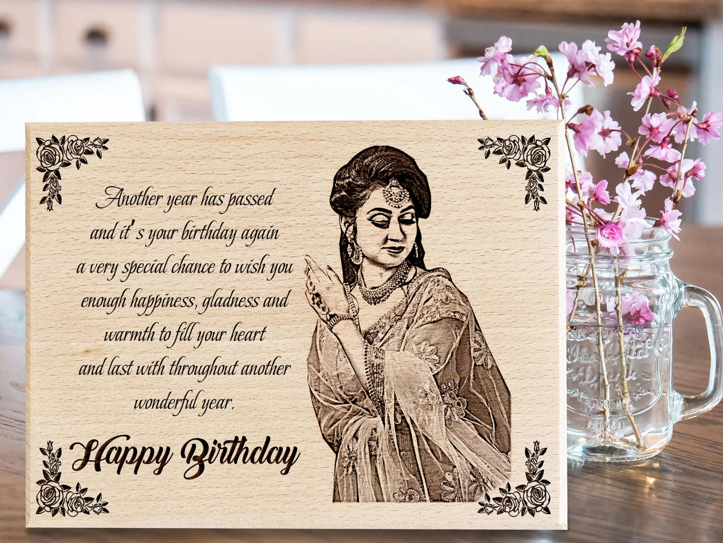 Personalized Engraved Wooden Photo Plaque Gift for Women Birthday Special