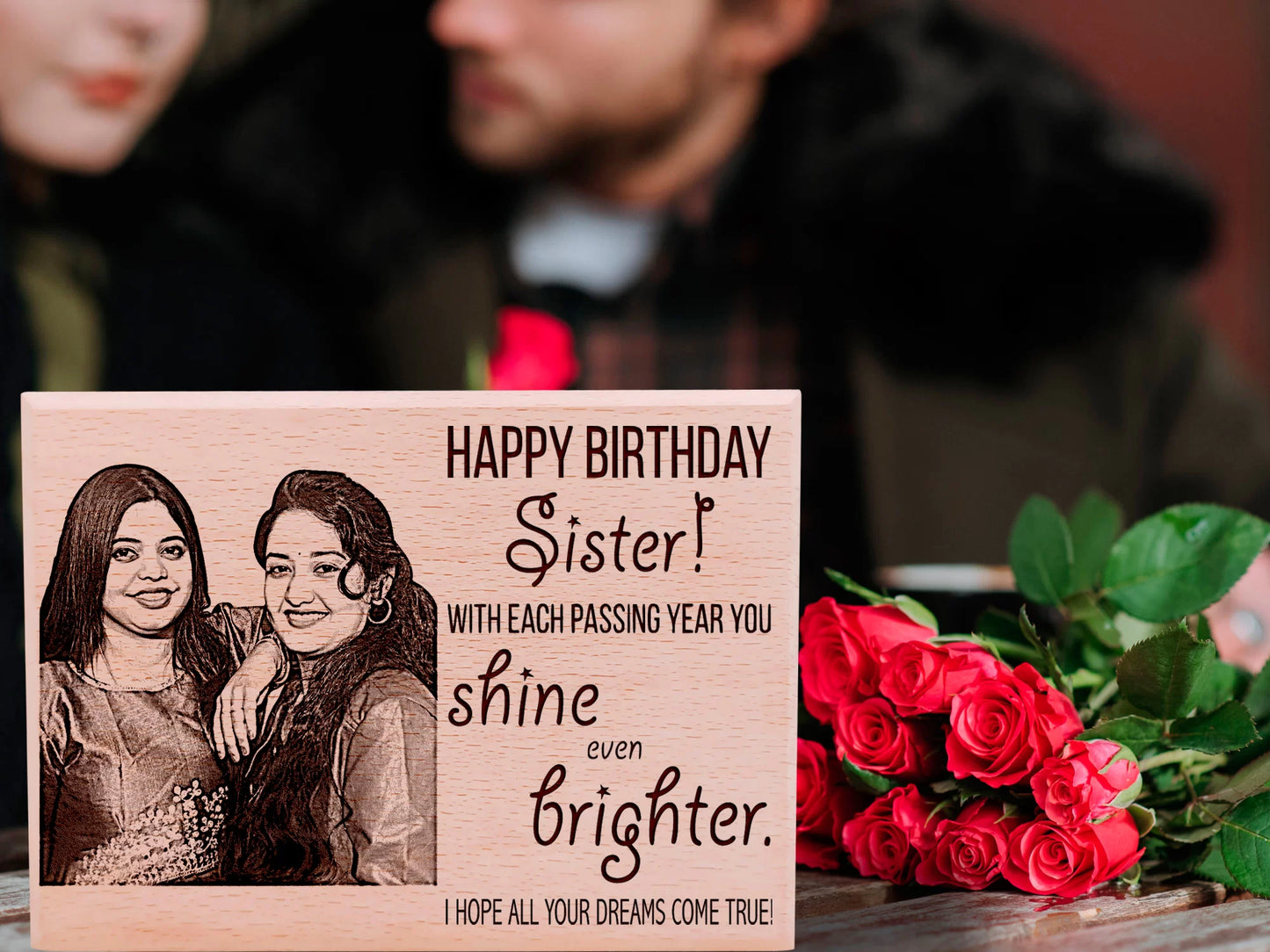 Wooden Engraved Personalized Photo Frame Gift for Best Friend (6×4 in)