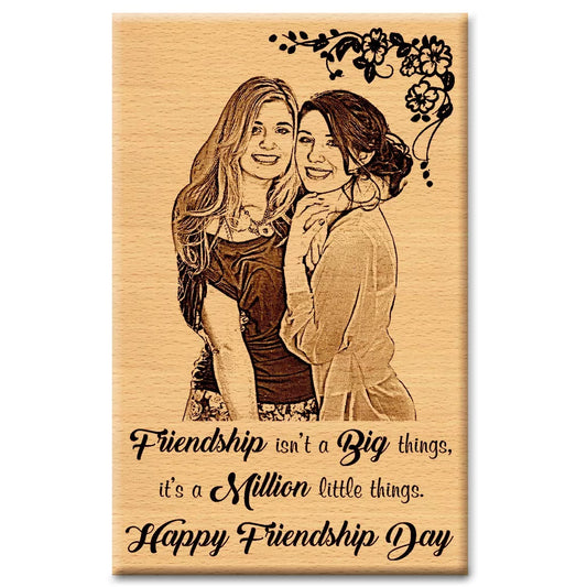 Wooden Engraved Personalized Photo Frame Gift for Best Friend (6×4 in)