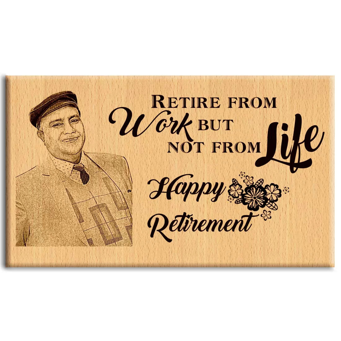 Wooden Engraved Photo Plaque Retirement Gift for Mother (7X4, Inches)