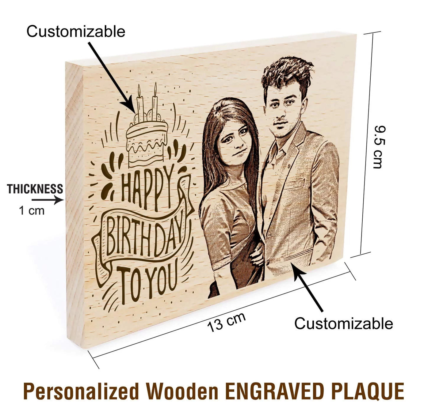 Birthday Combo of Personalized Engraved Frame and Coffee Mug and Text Keychain ( Wood: 5x4in, Mug : 325 ml)