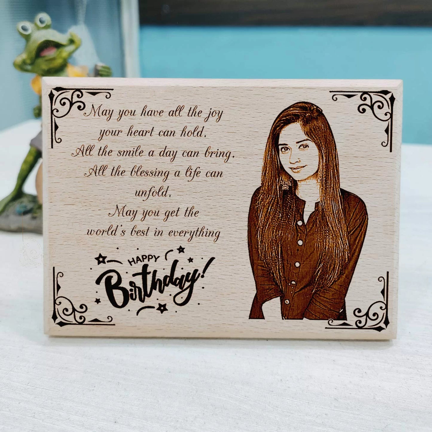 Personalized Engraved Wooden Photo Plaque Gift for Women Birthday Special