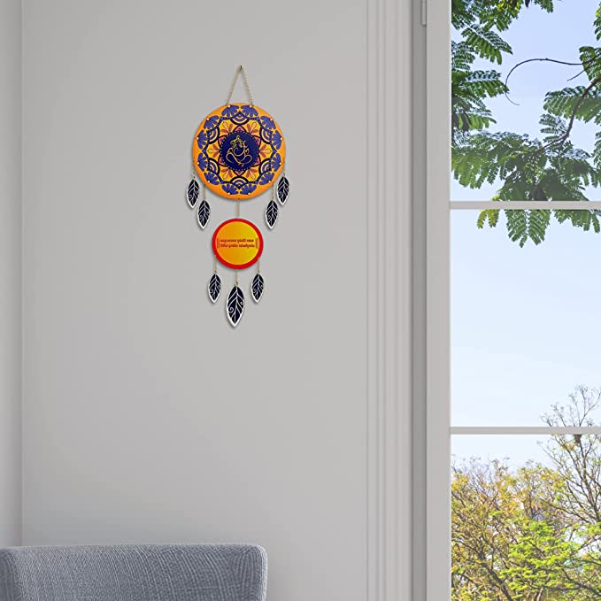 'Ganesh Ji ' Dream Catcher Wooden Wall Hanging for Home (29X11 inch)