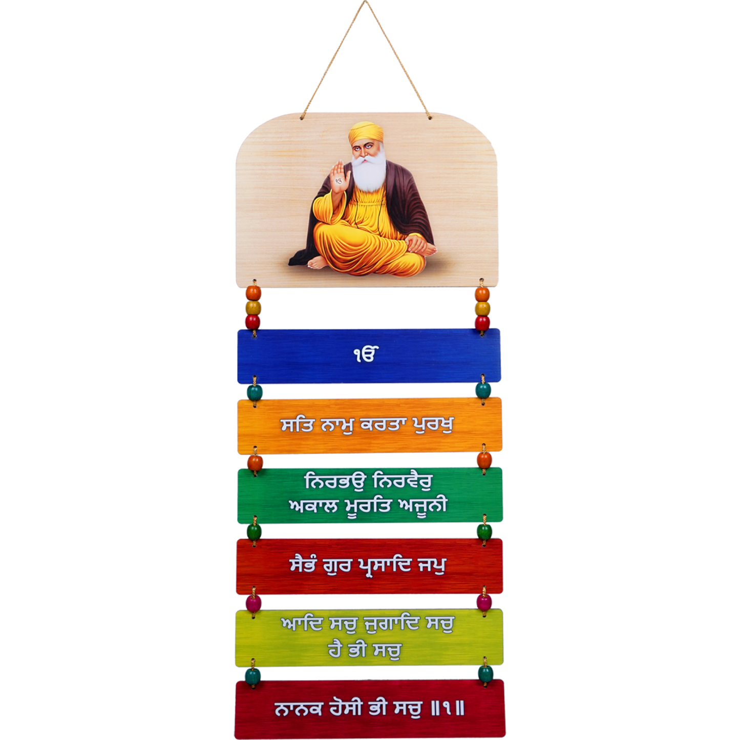 Ik Onkar Wall Hanging with Large Guru Nanak Dev Photograph (Punjabi)