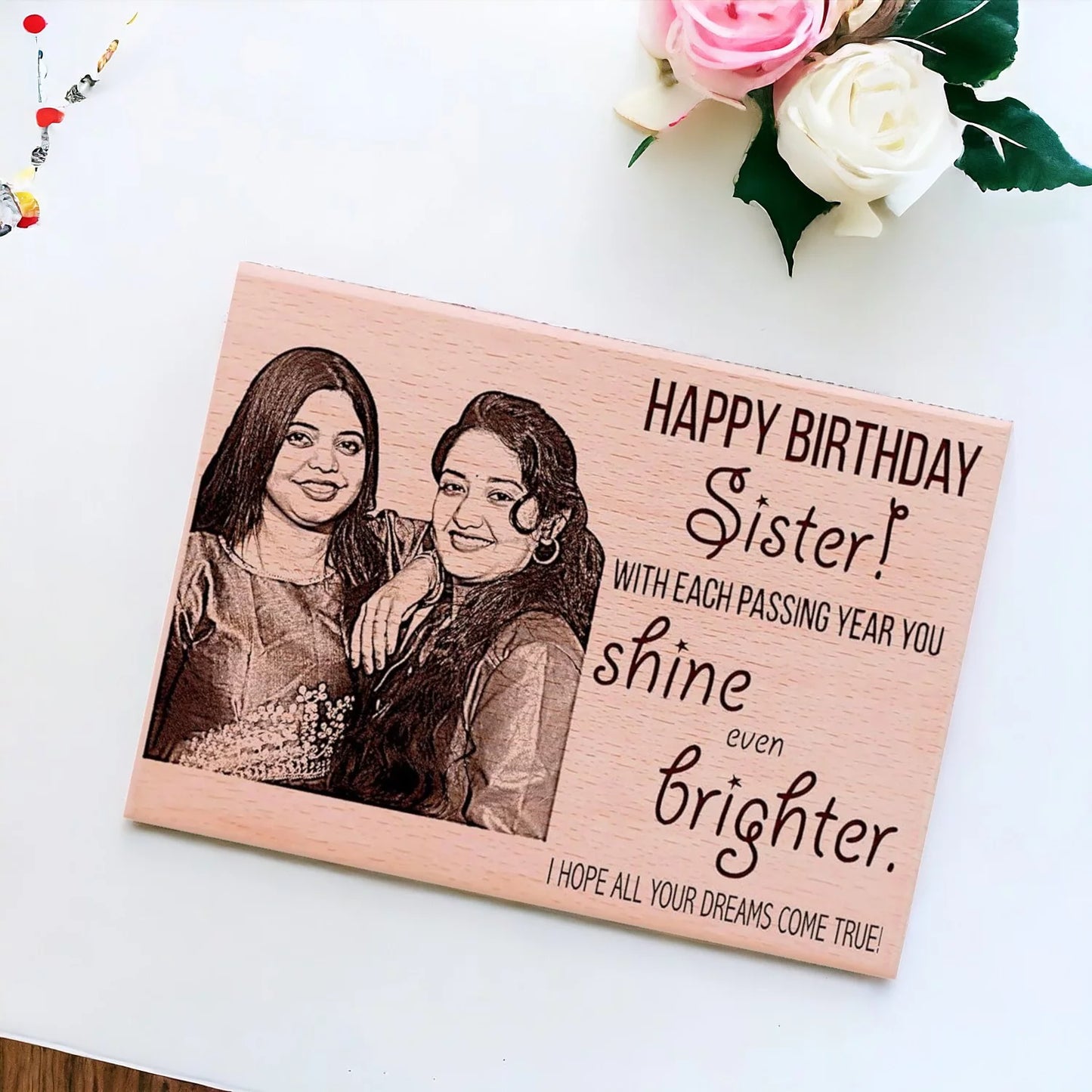 Customized Engraved Wooden Picture Frame Gift for Sister
